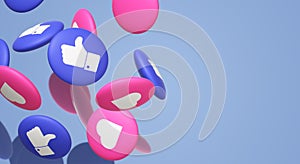 The 3d rendering Thumbs up and heart Â social media icon